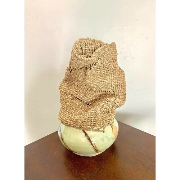 Modern Abstract Multimedia Ceramic and Crochet Studio Vase - Picture 2 of 6